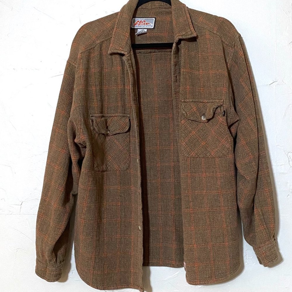 Vintage Y2K 90s No Fear jacket shacket flannel plaid skateboarder grunge Large